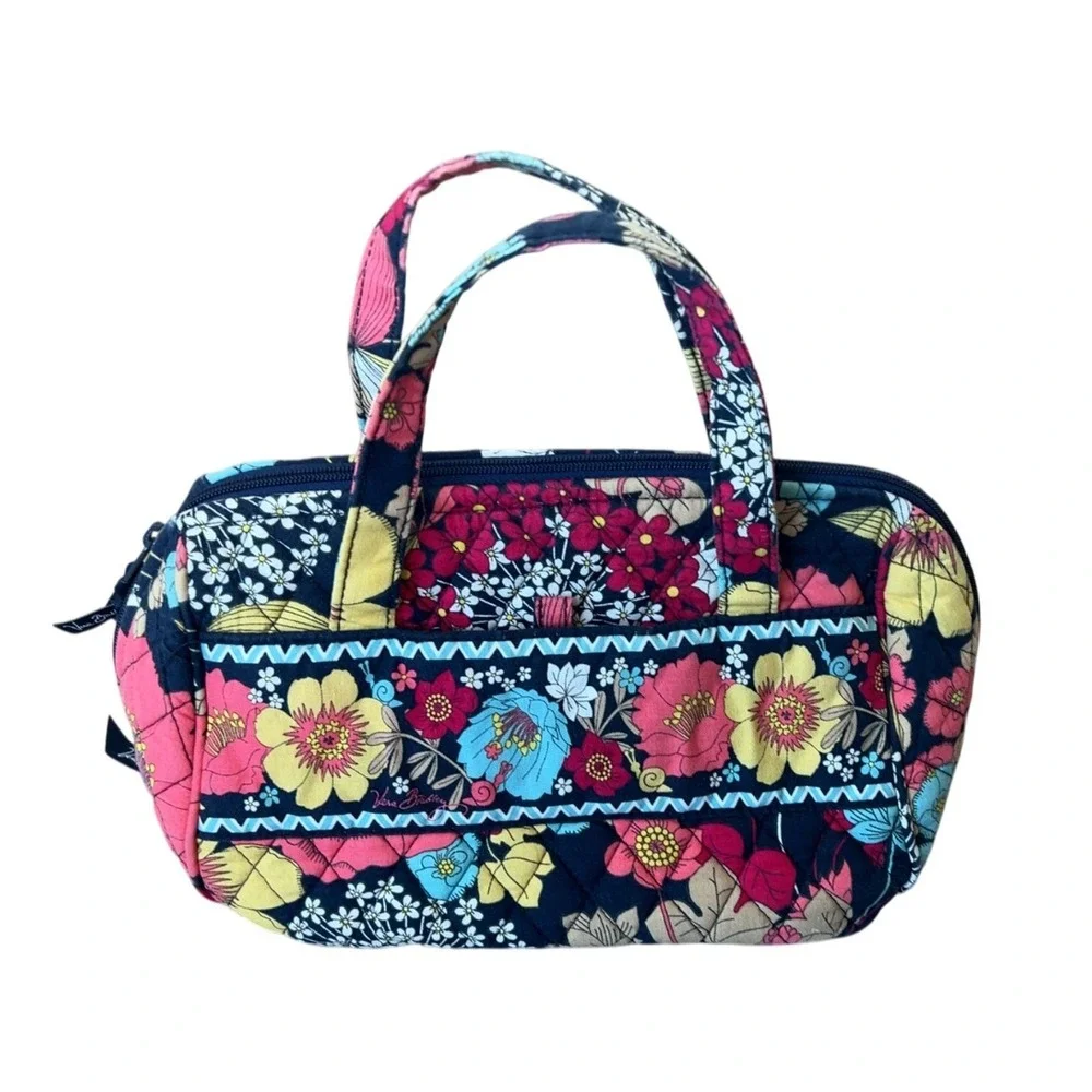 Vera Bradley plastic lined small lunch‎ tote or makeup bag - excellent condition
